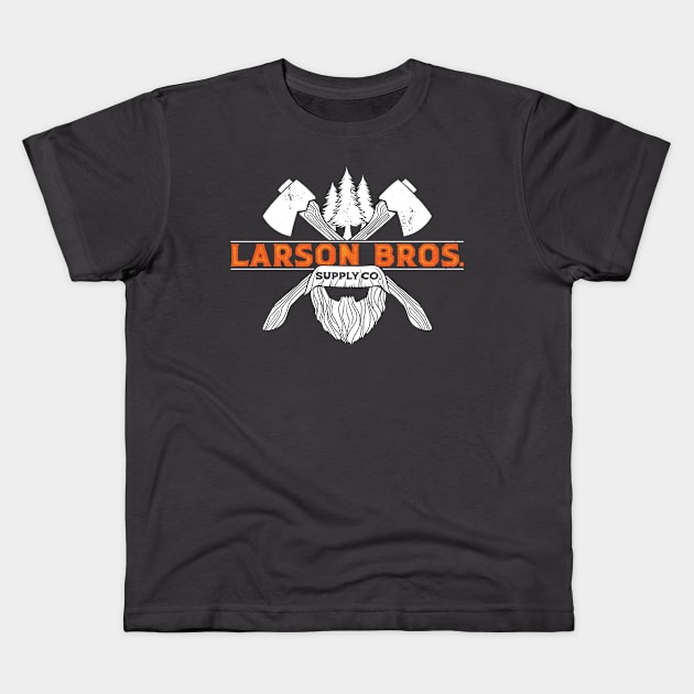 Larson Bros AxeBeard Logo - White Kids T-Shirt by LarsonBrosSupplyCo